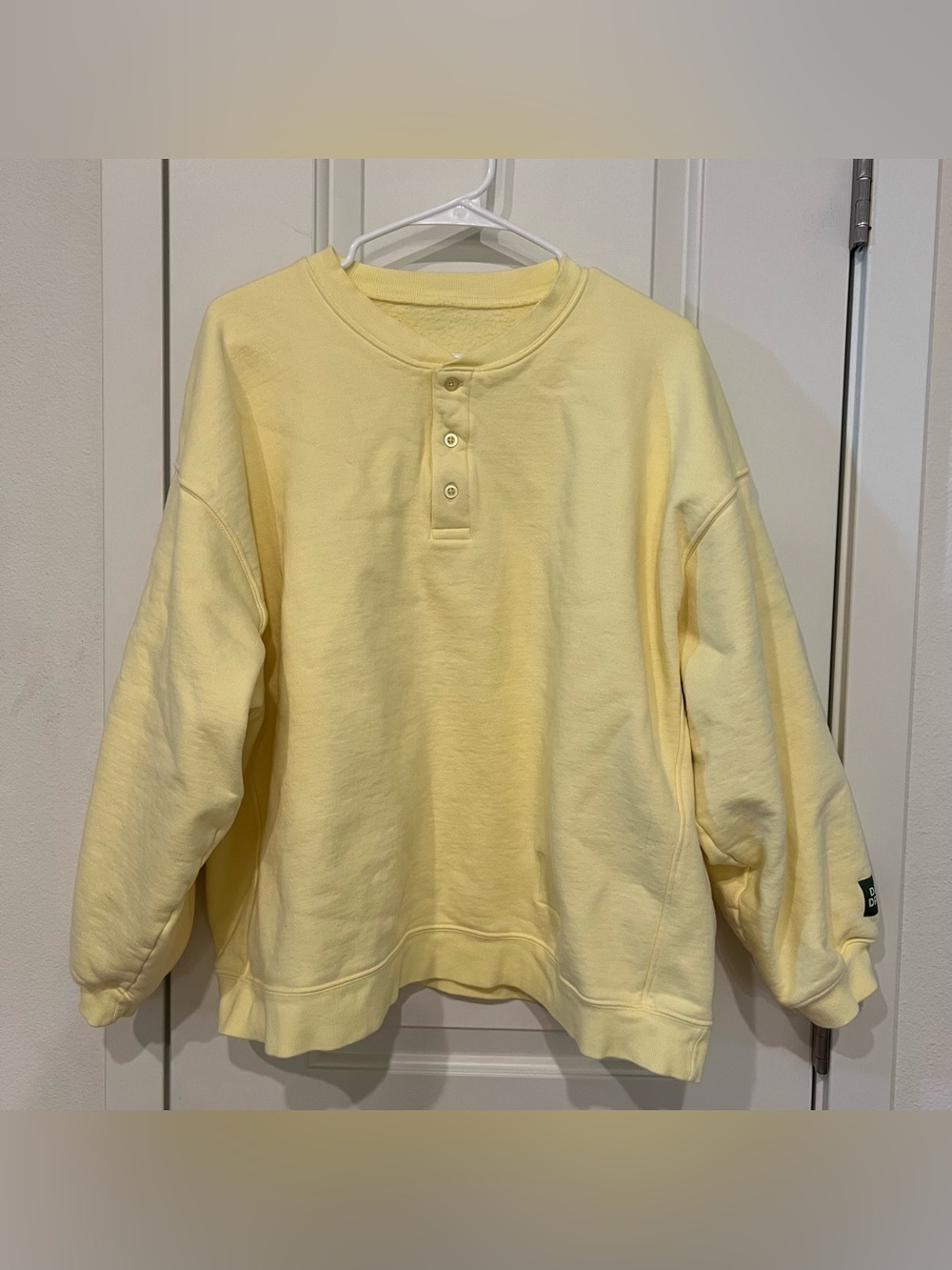 Daily Drills Oversized Crew Lemonade Yellow Henley Sweatshirt - Picture 3 of 9